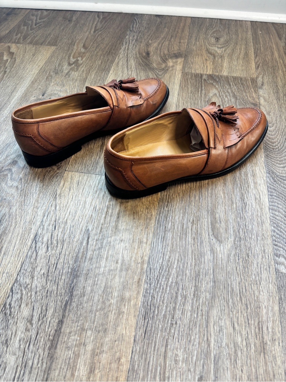 Johnston & Murphy Tan Leather Tassel Kiltie Loafers Mens Size 11 EUC - Picture 5 of 12